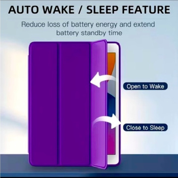 10.21nch TPU Smart Stand Back Case Cover With Pencil Holder (Dark Purple) NEW - Picture 3 of 16